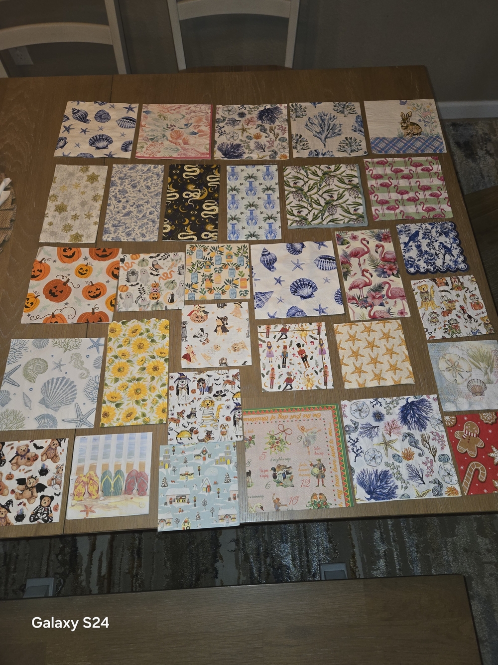 Assorted Decorative Paper Napkins - Floral, Seashell, For Decoupage Lot Of 31
